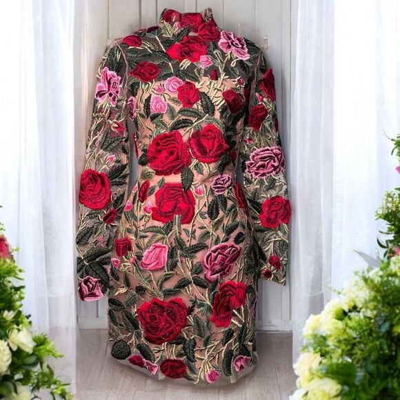 NWT Oscar de la Renta Embroidered Cocktail Dress (4) - Picture 1 of 12